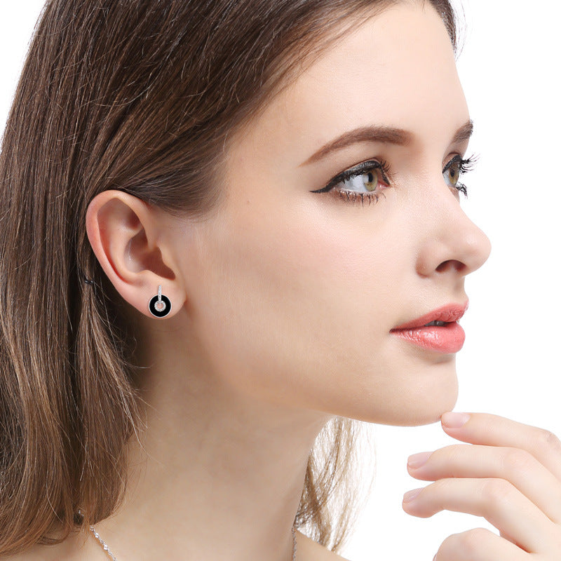925 Sterling Silver Circle Stud Earrings - Minimalist Geometric Office Earrings for Professional Women