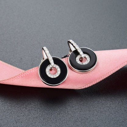 925 Sterling Silver Circle Stud Earrings - Minimalist Geometric Office Earrings for Professional Women