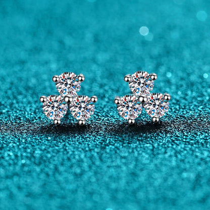 925 Sterling Silver Clover Moissanite Stud Earrings - 0.6CT Floral-Inspired Luxury Jewelry