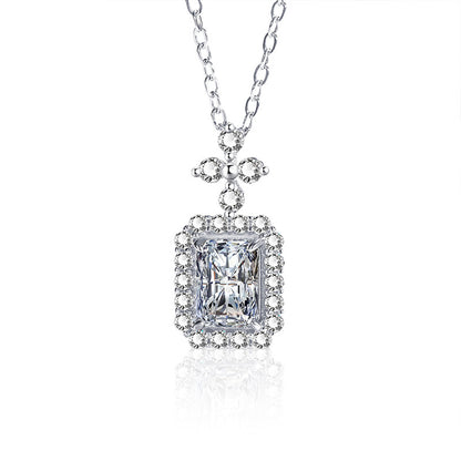 925 Sterling Silver Cross Pendant Necklace with High Carbon or Moissanite in 5x7mm/7x9mm Women's Rhodium Plated Jewelry