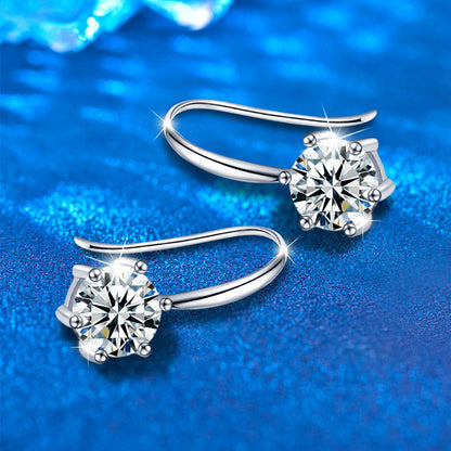 925 Sterling Silver Crown Double Hoop Earrings with 1.2ct Moissanite Rhodium Plated Luxury Jewelry for Women