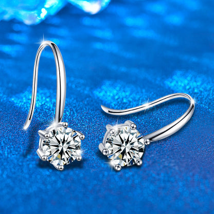 925 Sterling Silver Crown Double Hoop Earrings with 1.2ct Moissanite Rhodium Plated Luxury Jewelry for Women