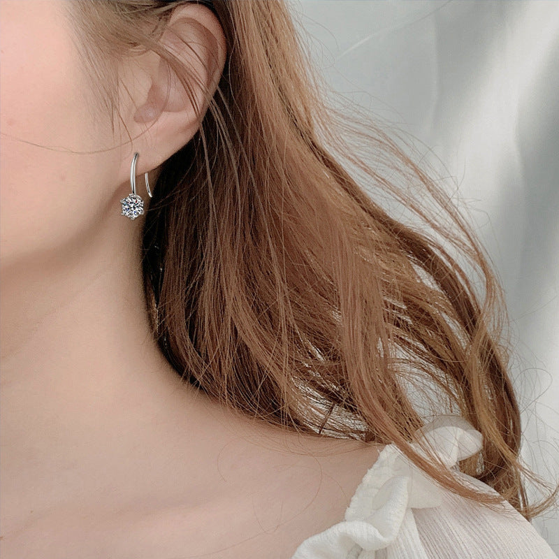 925 Sterling Silver Crown Double Hoop Earrings with 1.2ct Moissanite Rhodium Plated Luxury Jewelry for Women