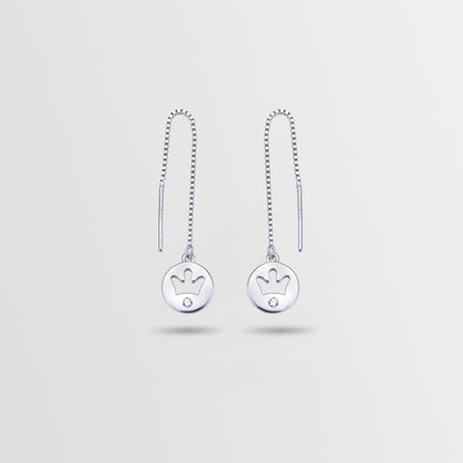 925 Sterling Silver Crown Drop Earrings - Korean Style Geometric Dangle Earrings with Plastic Ear Stoppers