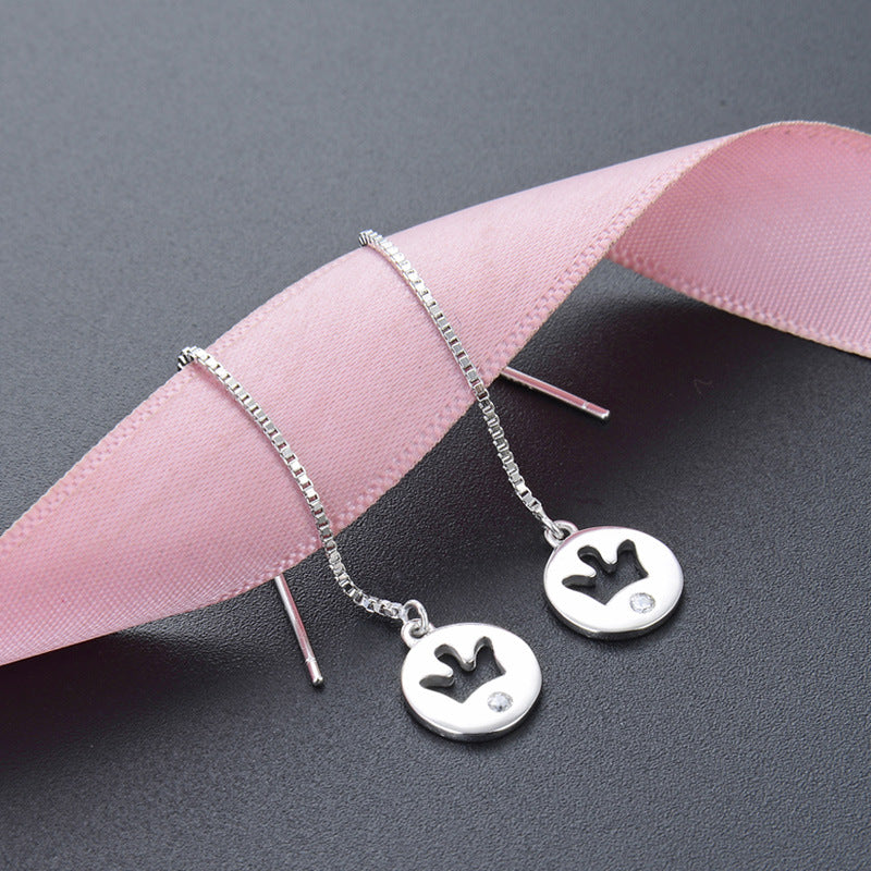 925 Sterling Silver Crown Drop Earrings - Korean Style Geometric Dangle Earrings with Plastic Ear Stoppers