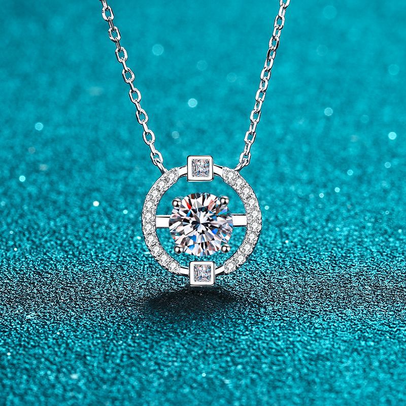 925 Sterling Silver Crown Pendant Necklace - 0.5CT to 3CT Moissanite Ethnic-Inspired Chain