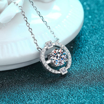 925 Sterling Silver Crown Pendant Necklace - 0.5CT to 3CT Moissanite Ethnic-Inspired Chain