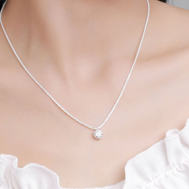 925 Sterling Silver Crown Pendant Necklace with 0.5ct/1ct/2ct D Color Moissanite in White/Champagne/Green Cauliflower Chain Women's Elegant Jewelry