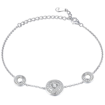 925 Sterling Silver Crown & Diamond Dial Bracelet - Elegant Statement Jewelry