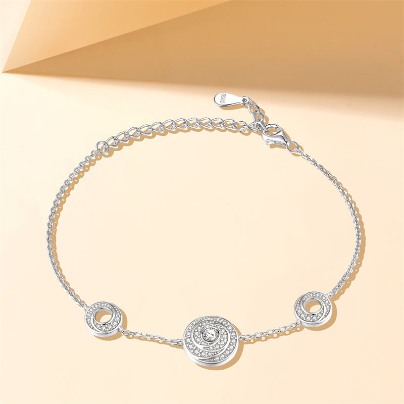 925 Sterling Silver Crown & Diamond Dial Bracelet - Elegant Statement Jewelry