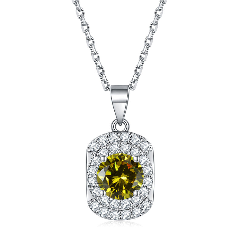 925 Sterling Silver Cubic Zirconia Pendant Necklace - Minimalist Birthstone Collarbone Chain