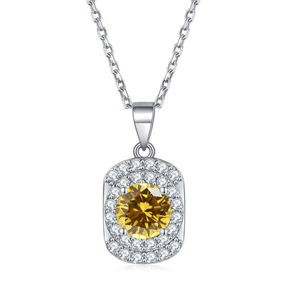 925 Sterling Silver Cubic Zirconia Pendant Necklace - Minimalist Birthstone Collarbone Chain