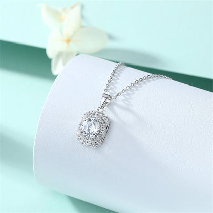 925 Sterling Silver Cubic Zirconia Pendant Necklace - Minimalist Birthstone Collarbone Chain