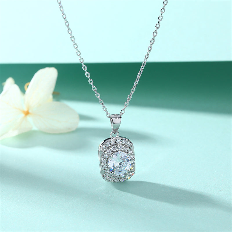 925 Sterling Silver Cubic Zirconia Pendant Necklace - Minimalist Birthstone Collarbone Chain