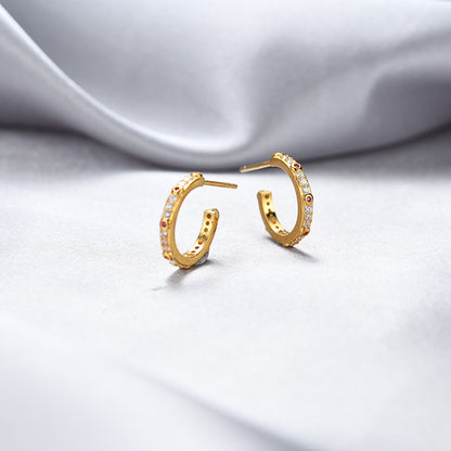 925 Sterling Silver Cubic Zirconia Stud Earrings - Korean Style Round Geometric Earrings for Women with Plastic Ear Stoppers