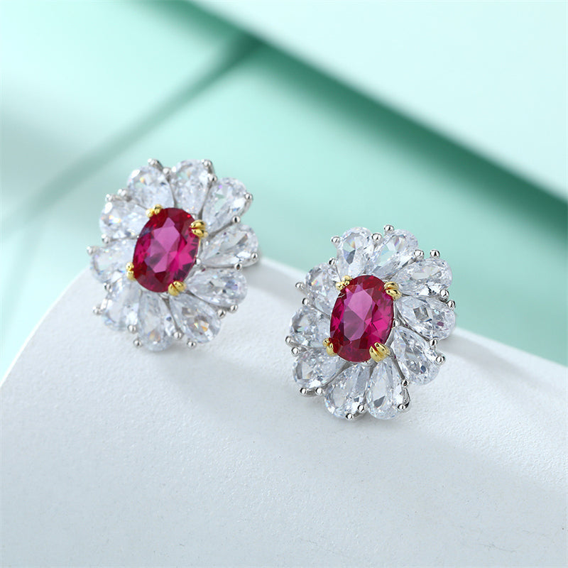 925 Sterling Silver Daisy Flower Earrings for Women - Elegant Zircon Floral Stud Earrings, White Gold Plated 4.6g