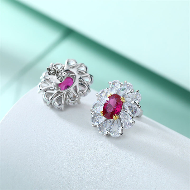 925 Sterling Silver Daisy Flower Earrings for Women - Elegant Zircon Floral Stud Earrings, White Gold Plated 4.6g
