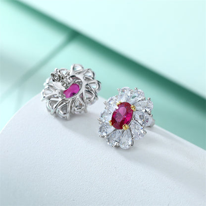 925 Sterling Silver Daisy Flower Earrings for Women - Elegant Zircon Floral Stud Earrings, White Gold Plated 4.6g
