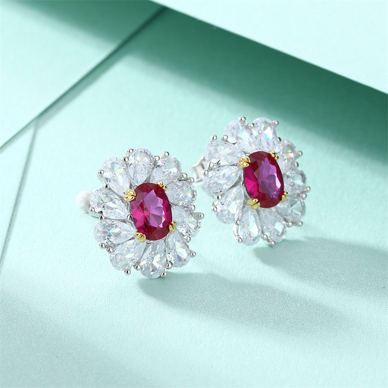 925 Sterling Silver Daisy Flower Earrings for Women - Elegant Zircon Floral Stud Earrings, White Gold Plated 4.6g