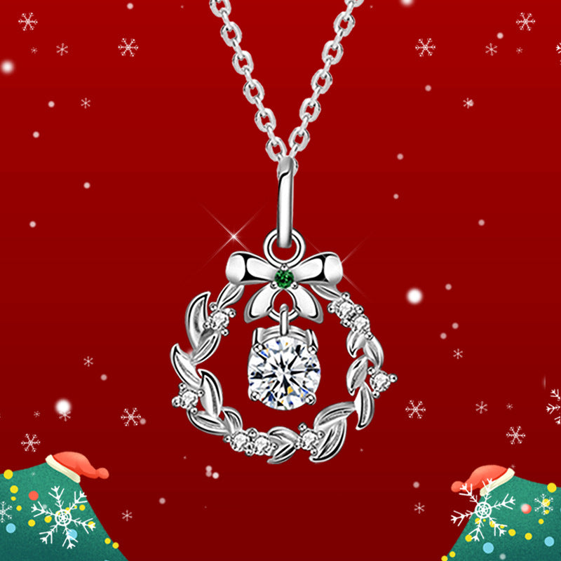 925 Sterling Silver Diamond-Cut Christmas Pendant Necklace - 0.5ct Moissanite Cross Chain in White Gold Plated (16-20 Inch) Women's Holiday Jewelry Gift