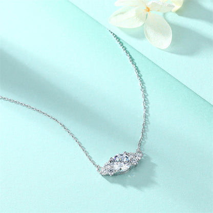 925 Sterling Silver Diamond-Cut Zircon Pendant Necklace - Modern Geometric Collarbone Chain