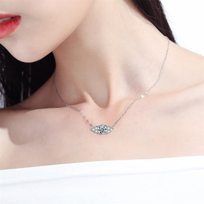 925 Sterling Silver Diamond-Cut Zircon Pendant Necklace - Modern Geometric Collarbone Chain