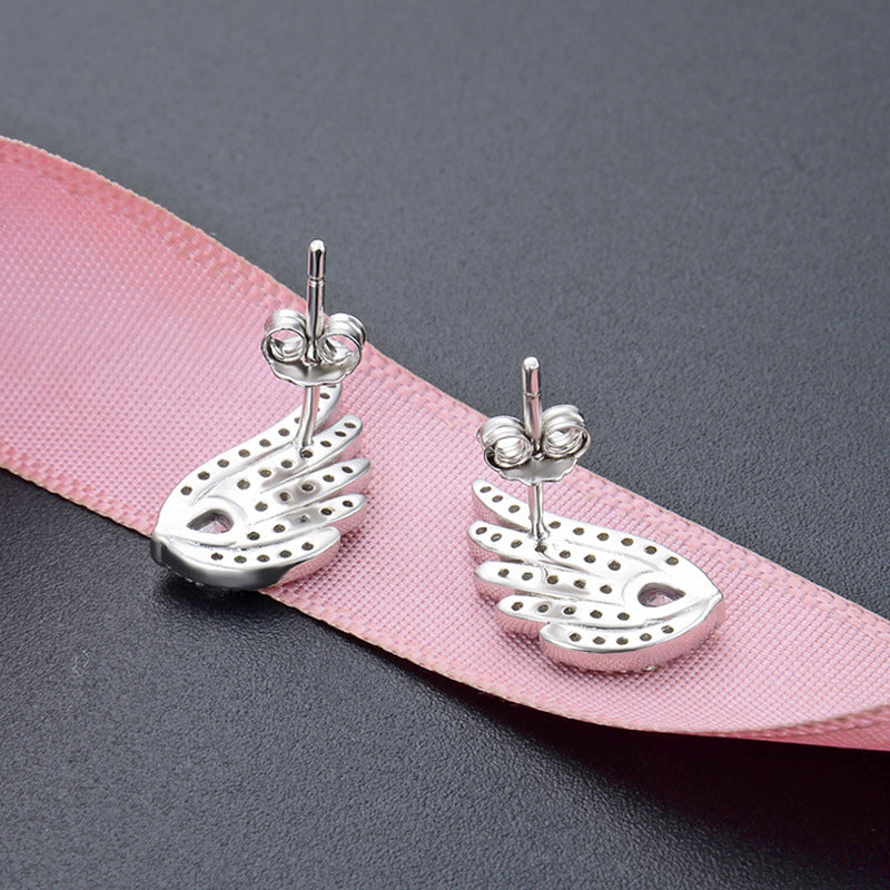 925 Sterling Silver Diamond Accent Stud Earrings - 2g Korean Style Minimalist Earrings with Plastic Backs