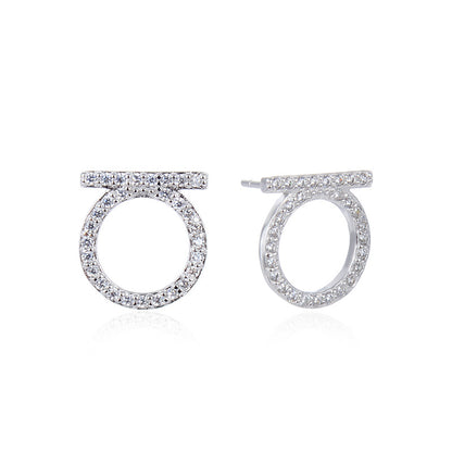 925 Sterling Silver Diamond Circle Stud Earrings - 1.6g Versatile Geometric Earrings with Plastic Backs for Women