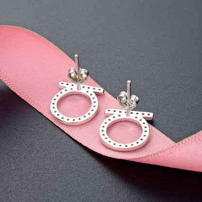 925 Sterling Silver Diamond Circle Stud Earrings - 1.6g Versatile Geometric Earrings with Plastic Backs for Women