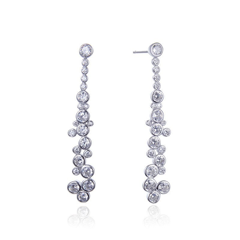 925 Sterling Silver Diamond Circle Stud Earrings - 4.8g Luxury Geometric Earrings with Plastic Backs for Women