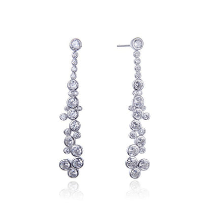 925 Sterling Silver Diamond Circle Stud Earrings - 4.8g Luxury Geometric Earrings with Plastic Backs for Women