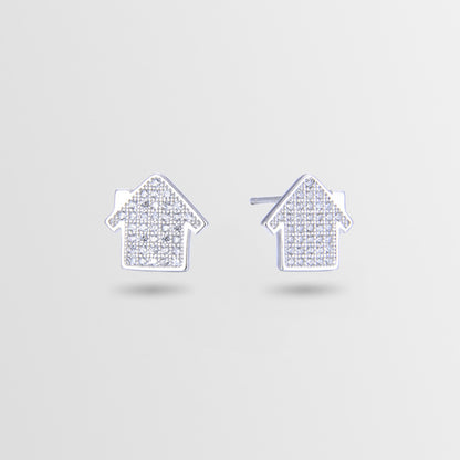 925 Sterling Silver Diamond Geometric Stud Earrings - Minimalist Fashion Earrings with Plastic Backs