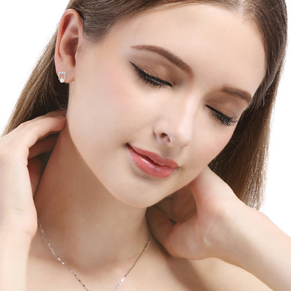 925 Sterling Silver Diamond Stud Earrings - 1g Light Luxury Everyday Earrings with Plastic Backs
