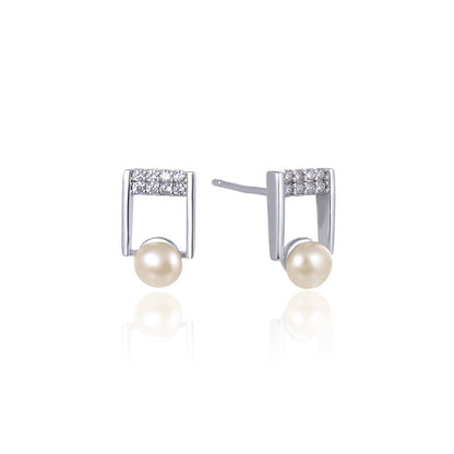 925 Sterling Silver Diamond Stud Earrings - 1g Light Luxury Everyday Earrings with Plastic Backs