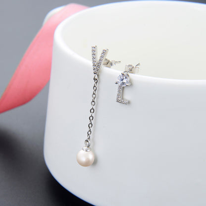 925 Sterling Silver Diamond Stud Earrings - Minimalist Everyday Jewelry for Women (with Plastic Ear Backs)