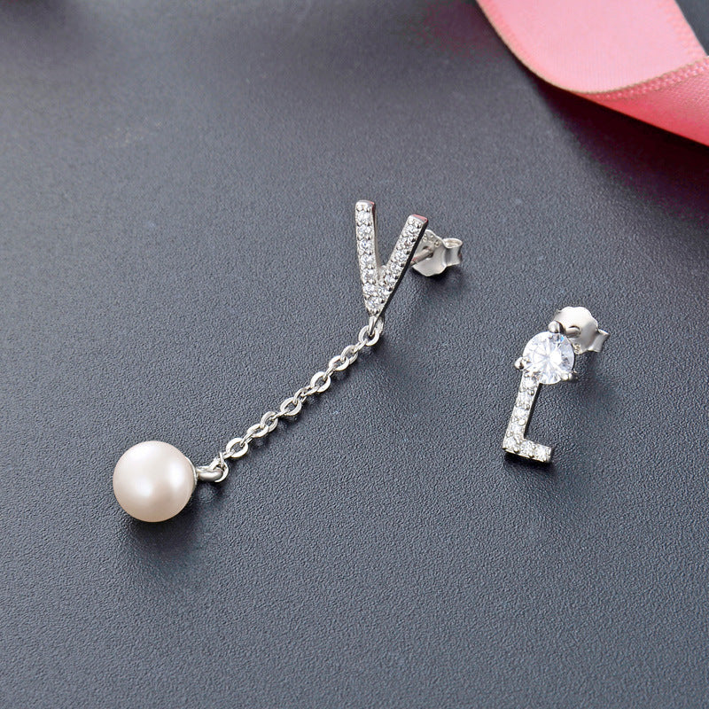 925 Sterling Silver Diamond Stud Earrings - Minimalist Everyday Jewelry for Women (with Plastic Ear Backs)