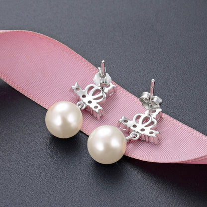 925 Sterling Silver Diamond 'Fu' Character Stud Earrings - 1.7g Professional Chinese Style Earrings with Plastic Backs
