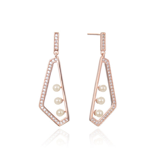 925 Sterling Silver Diamond 'Fu' Character Stud Earrings - 3.5g Cottagecore Chinese Style Earrings with Plastic Backs