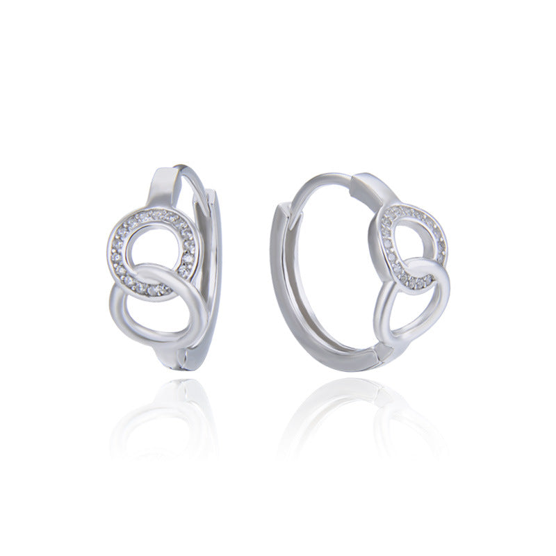925 Sterling Silver Diamond 'Fu' Clip-On Earrings - 4.3g Korean Style Chinese Blessing Earrings
