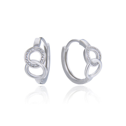 925 Sterling Silver Diamond 'Fu' Clip-On Earrings - 4.3g Korean Style Chinese Blessing Earrings