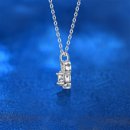 925 Sterling Silver Disney Inspired Pendant Necklace with 1ct Moissanite Cross Chain Rhodium Plated Women's Fashion Jewelry