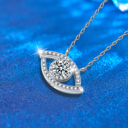 925 Sterling Silver Double Layer Geometric Pendant Necklace with 0.5ct Moissanite & Cross Chains | Available in White Gold & Yellow Gold Plating