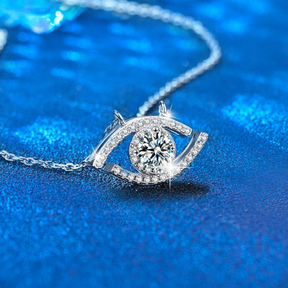 925 Sterling Silver Double Layer Geometric Pendant Necklace with 0.5ct Moissanite & Cross Chains | Available in White Gold & Yellow Gold Plating