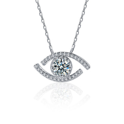 925 Sterling Silver Double Layer Geometric Pendant Necklace with 0.5ct Moissanite & Cross Chains | Available in White Gold & Yellow Gold Plating