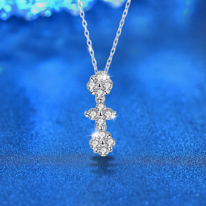 925 Sterling Silver Dual Wear Heart Pendant Necklace White Gold & Champagne Gold Rhodium Plated Cross Chain Sweet & Edgy Jewelry