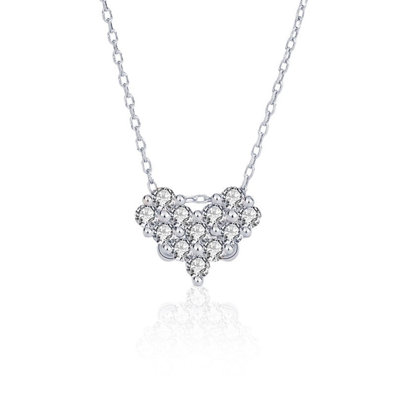 925 Sterling Silver Dual Wear Heart Pendant Necklace White Gold & Champagne Gold Rhodium Plated Cross Chain Sweet & Edgy Jewelry