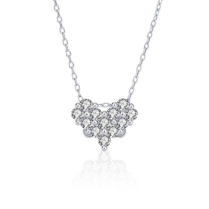 925 Sterling Silver Dual Wear Heart Pendant Necklace White Gold & Champagne Gold Rhodium Plated Cross Chain Sweet & Edgy Jewelry