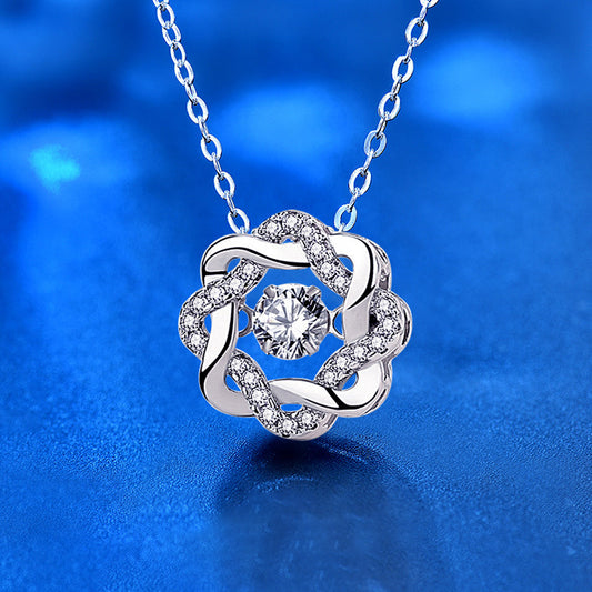 925 Sterling Silver Eight Point Star Pendant Necklace with 0.5ct Moissanite Micro-Pavé Cross Chain Women's Rhodium Plated Jewelry