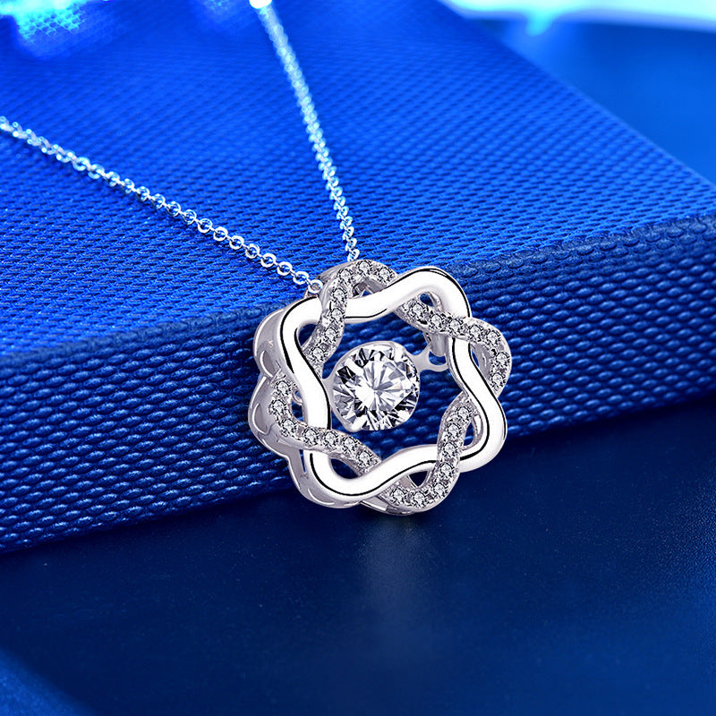925 Sterling Silver Eight Point Star Pendant Necklace with 0.5ct Moissanite Micro-Pavé Cross Chain Women's Rhodium Plated Jewelry