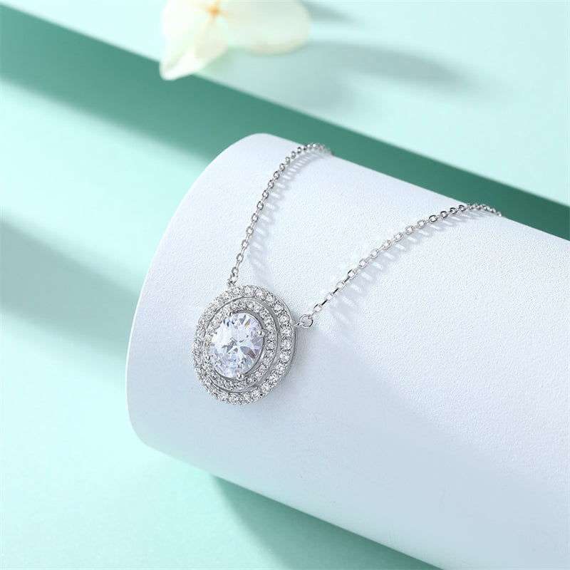 925 Sterling Silver Emerald Oval Pendant Necklace - Modern Birthstone Jewelry